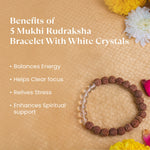 5 Mukhi Rudraksha Bracelet With White Crystals - Image 3