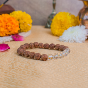 5 Mukhi Rudraksha Bracelet With White Crystals