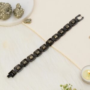 Metal Raw Pyrite Bracelet - Black