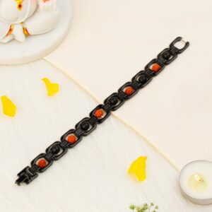 Metal Rudraksha and Karungali Bracelet - Black