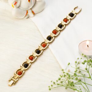 Metal Ruduraksha And Karungali Bracelet - Gold
