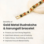 Metal Ruduraksha And Karungali Bracelet - Gold - Image 4