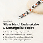Metal Rudraksha and Karungali Bracelet - Silver - Image 3