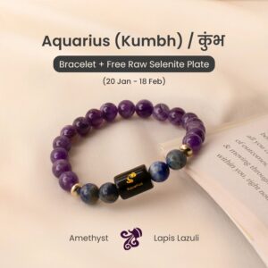 Aquarius (कुंभ राशि) Zodiac Amethyst & Lapis Lazuli Bracelet