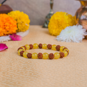 Yellow Aventurine Bracelet with 5 Mukhi Rudraksha