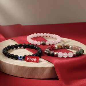 Dhan Vriddhi with Rose Quartz & FREE Evil Eye with Black Obsidian Bracelet Combo