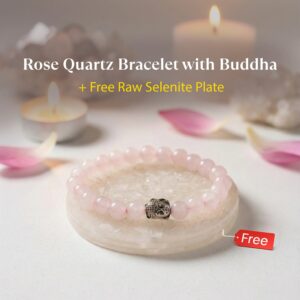 Rose Quartz Bracelet with FREE Raw Selenite Plate