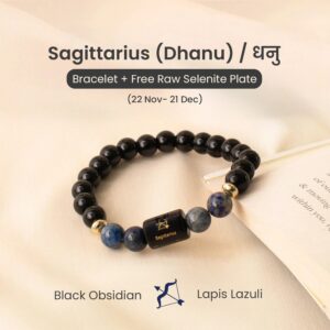 Sagittarius (धनु राशि) Zodiac Black Obsidian & Lapis Lazuli Bracelet