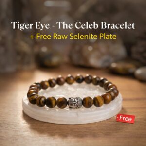 Tiger Eye Bracelet with FREE Raw Selenite Plate