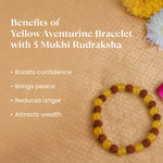 Yellow Aventurine Bracelet with 5 Mukhi Rudraksha - Image 2