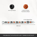 Metal Rudraksha and Karungali Bracelet - Silver - Image 4